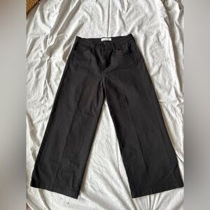 Flying Monkey High Rise Cropped Wide Leg Jeans (Black)